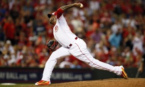 Jul 14, 2015; Cincinnati, OH, USA; National League pitcher Aroldis Chapman (54) of the Cincinnati Reds throws against the American League during the ninth inning of the 2015 MLB All Star Game at Great American Ball Park. Mandatory Credit: Rick Osentoski-USA TODAY Sports ORG XMIT: USATSI-216028 ORIG FILE ID: 20150714_ajw_aa1_283.jpg